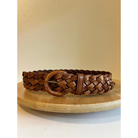 Brighton Tan Genuine Leather Woven Weaved Chunky Belt Size Small main image 5